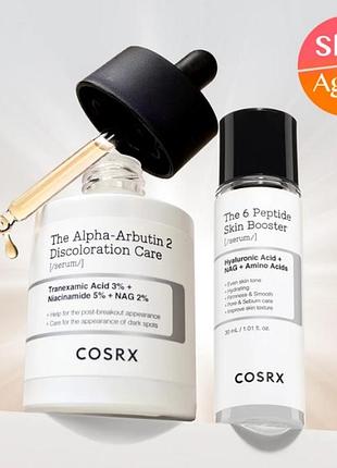 Набір cosrx the alpha-arbutin 2 discoloration care serum+ peptide serum