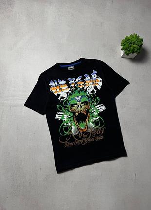 Футболка чорна чоловіча no fear big logo skull оригінал rap skate japanese