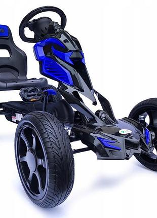 Дитячий картинг 4kids з педалями 5-12 років до 60 кг синій