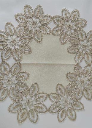 Серветка велюрова acme з мереживом 45*45 daisy krem