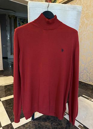 Гольф чоловічий u.s.polo червоного кольору, xl у чудовому стані. 50% вовна!