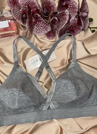 Бюстгальтер m&s lingerie жіночий, бавовна з сріблястими деталями, перехресний крій