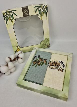 Набір вафельних рушників nilteks 40x60см 2 шт olive