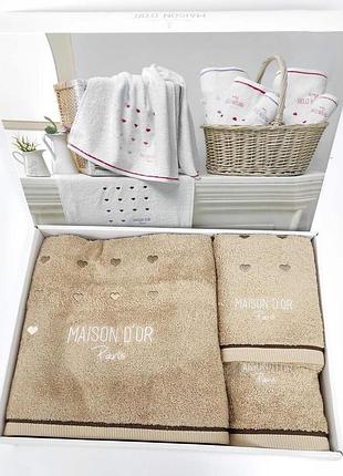 Полотенца maison d'or 3шт candy love beige