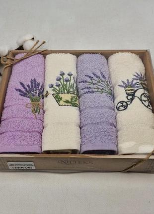 Набір махрових рушників nilteks 4 шт natural lavander