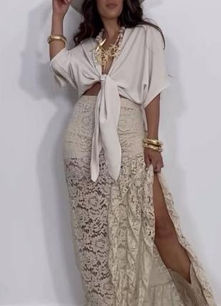 Спідниця жіноча гіпюр з шортами 42-44, 46-48 — білий, чорний, бежевий