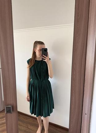 Зелена сукня плісе, плісирована сукня, плаття h&m,