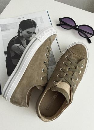 Замшевые кеды converse с кожаными вставками