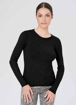 Реглан свитер черный в рубчик теплый лонгслив sinsay