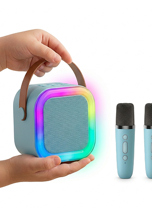 Міні караоке для дітей з 2 мікрофонами, bluetooth, rgb