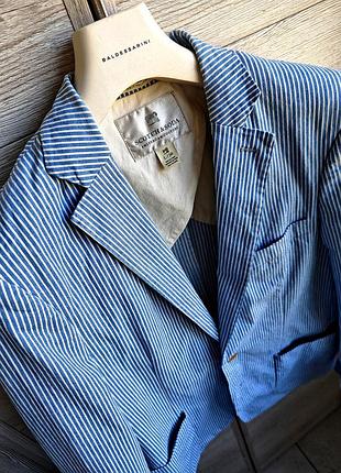 Чоловічий бавовняний піджак (блейзер) у біло-блакитну смужку від бренда scotch&amp;soda. розмір l