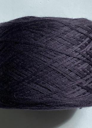 Итальянская хлопковая пряжа, темный баклажановый, набор 4 мяты, 407 г