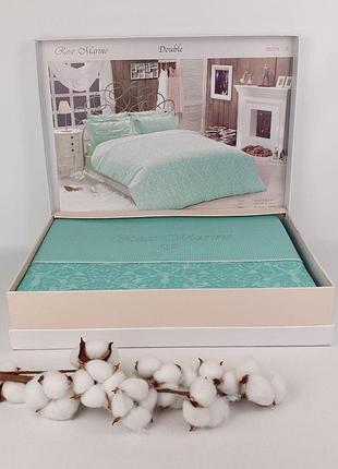 Постільна білизна maison d'or сатин сімейна rose marine ice blue