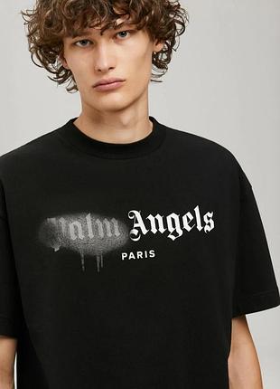 Футболка palm angels paris sprayed logo t-shirt black /14437/