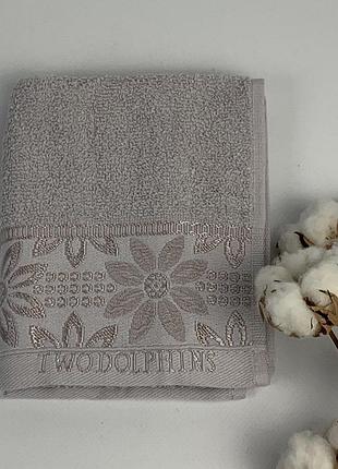 Рушник two dolphins vip cotton 30х50 kaluga світло-сірий(a152)