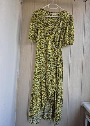 Женское платье-миди на запах платье хлопок next платье халат в горох а-силуэт