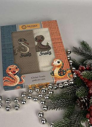 Набір вафельних рушників nilteks 2шт new year lux snake 1