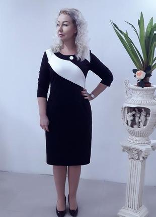 Трикотажне чорне плаття класика батал одяг великих розмірів