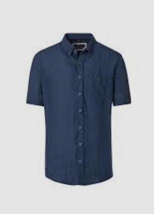 Льняная рубашка с коротким рукавом итальянского бренда gaudi jeans, р.l