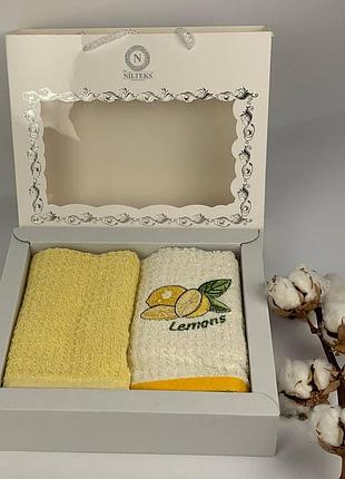 Набір махрових рушників nilteks 2шт fruit lemon