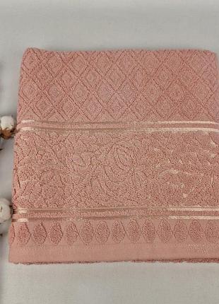 Рушник philippus lux cotton 70x140 mottya рожевий (е927)