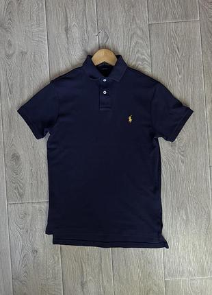 Поло polo ralph lauren xs | оригінал | темно-синє | custom fit