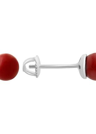 Серебряные серьги proba с кораллом (2175940)
