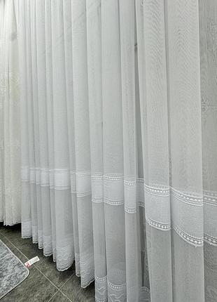 Тюль белый бамбук с вышивкой, красивый тюль с вышивкой на основе бамбука, турция