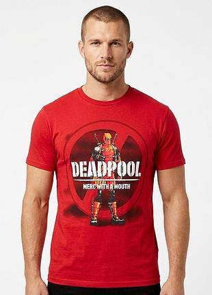 Красная мужская футболка с принтом deadpool marvel george