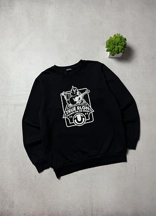 Світшот чорний чоловічий true religion big logo оригінал rap skate