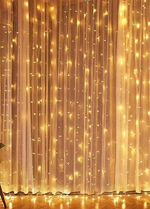 Світлодіодна гірлянда штора 3х3м 400 led теплий білий