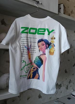 Футболка женская m l xl zara принт zoye