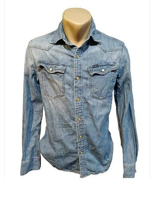 Мужская джинсовая рубашка g-star raw 3301 slim размер xs (грудь 48-49 см)