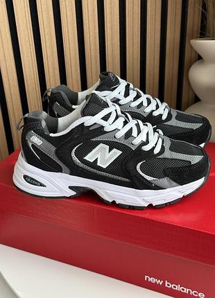 Женские кроссовки new balance 530 black grey 1950 беланс черного с серым цветами