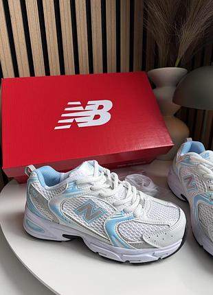 Жіночі кросівки new balance 530 custom white blue silver нью беланс білого з блакитним та сріблястим кольорів