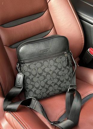 Сумка coach houston flight bag in signature canvas grey