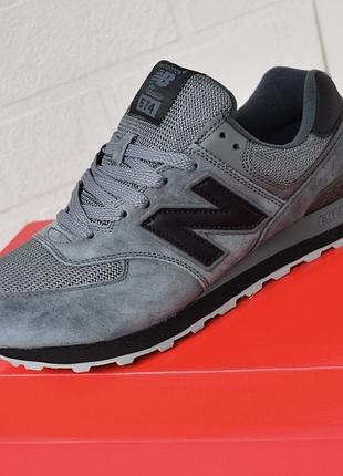 Мужские кроссовки new balance 574 grey black 1950 баланс серого с черными цветами