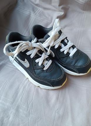 Кожаные серые кроссовки nike air max 90
