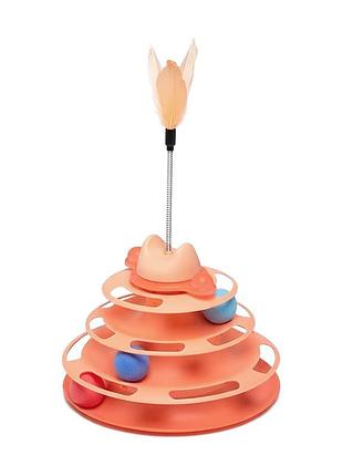 Игрушка chaokupet dt705 pink башня для котов интелектуальная 3-х уровневая