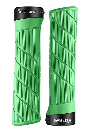 Грипсы велосипедные west biking yp0804063 green с двумя замками ручки на руль 4шт