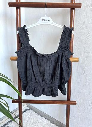 🌿темно-графітовий топ з текстурної тканини h&m на 9-10 років, 134-140 см.