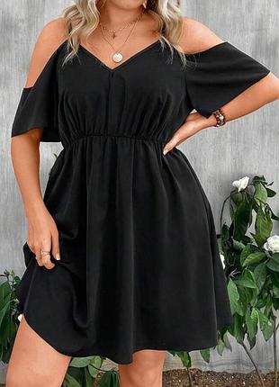 Черное платье shein curve с открытыми плечами, размер 1xl