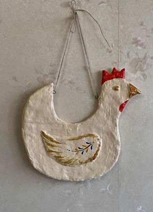 Настенный декор "курочка" с папье-маше, ручная работа