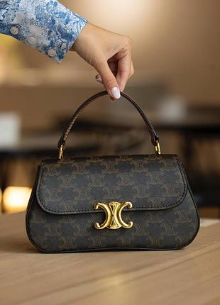Сумка сумочка жіноча коричнева з натуральної шкіри маленька celine