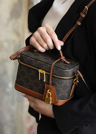 Сумка сумочка жіноча коричнева з натуральної шкіри маленька celine
