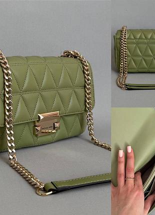 Остання шкіряна сумка оливка оригінал michael kors sloan