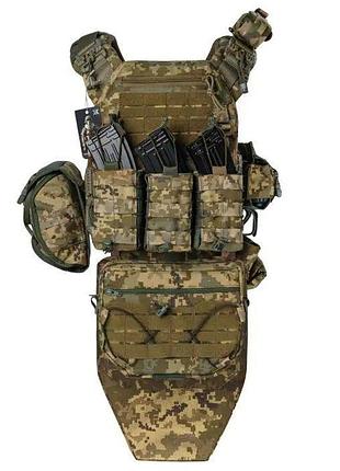 Плитоноска warmor gen.3 pro max +защита паха и 9 подсумоков пиксель мм14 - жилет с баллистическим пласто dm-11