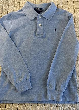 Поло лонгслів для хлопчика ralph lauren блакитний меланж 7 років котон