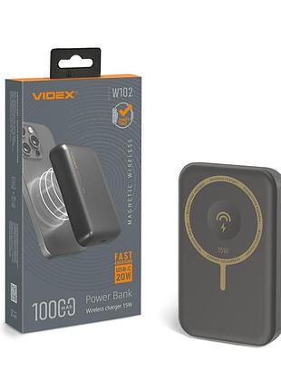 Повербанк с беспроводной зарядкой 10000mah videx vpb-w102 pd20w grey