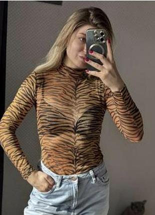 Боди сеточка, тигровый принт,h &amp; m, размер m.